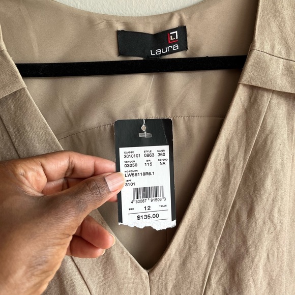 NWT Laura's Ramie Blended Knee-length Loose Shape Beige Dress Size 12 - Picture 10 of 14